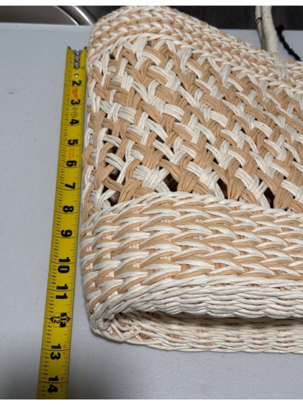 Natural Straw Woven Tote Bag With Double Handles - Shade & Shore - Picture 7 of 8